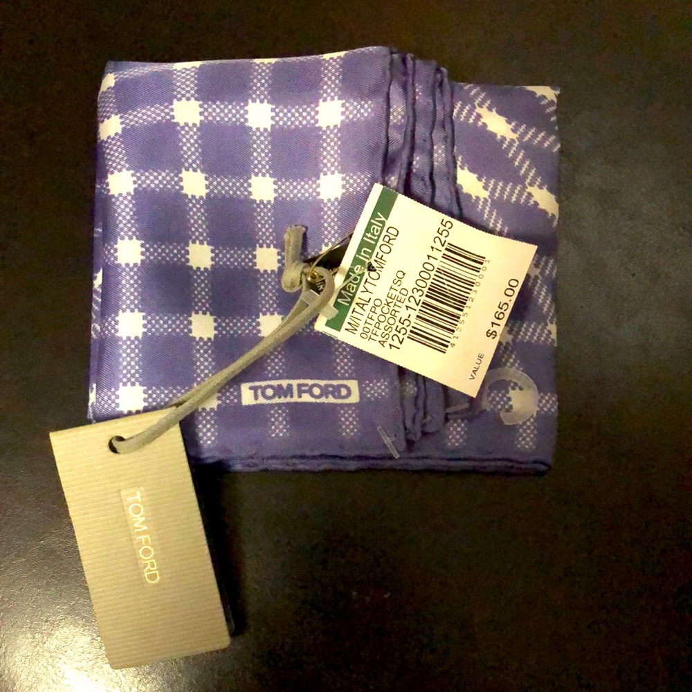 Tom Ford pocket square - purple and silver